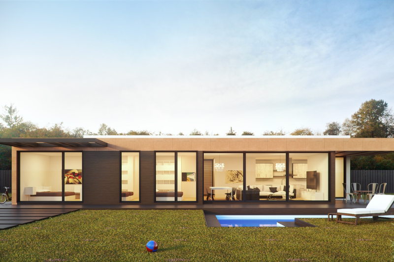 Landscape design in Mound, MN — glass pavilion with pool